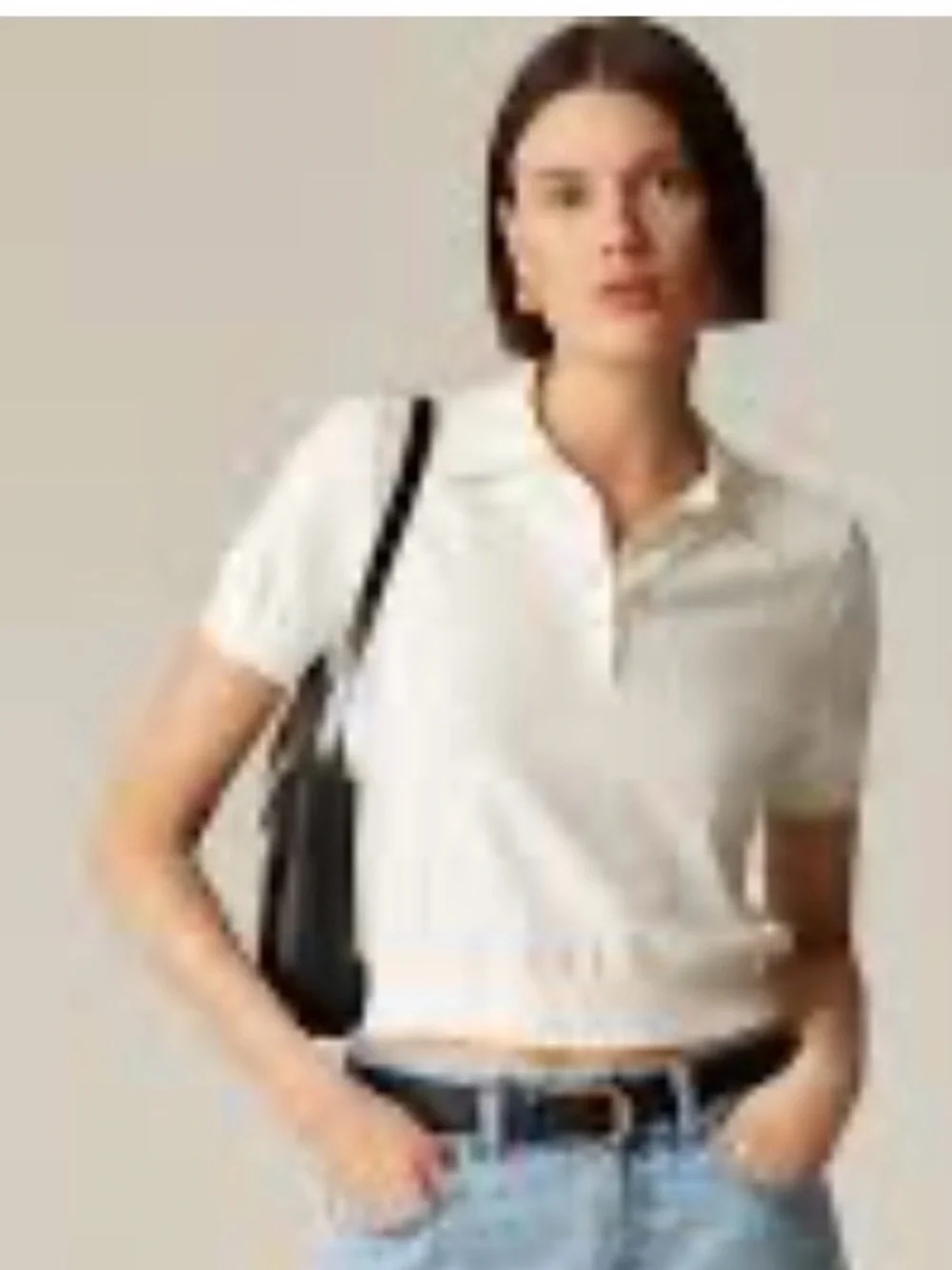 J Crew New Casual Short-Sleeve Polo Top in Pale Ivory
